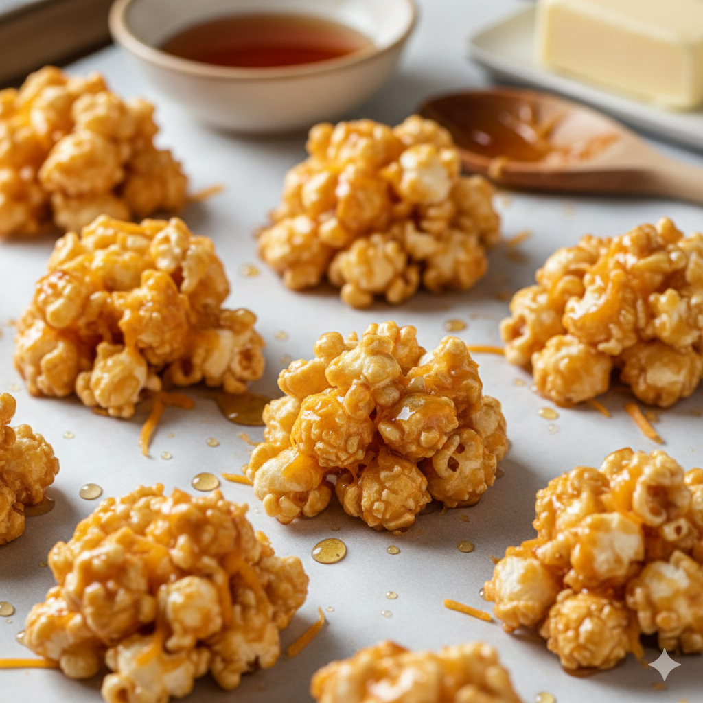 Maple Cheddar Popcorn Bites