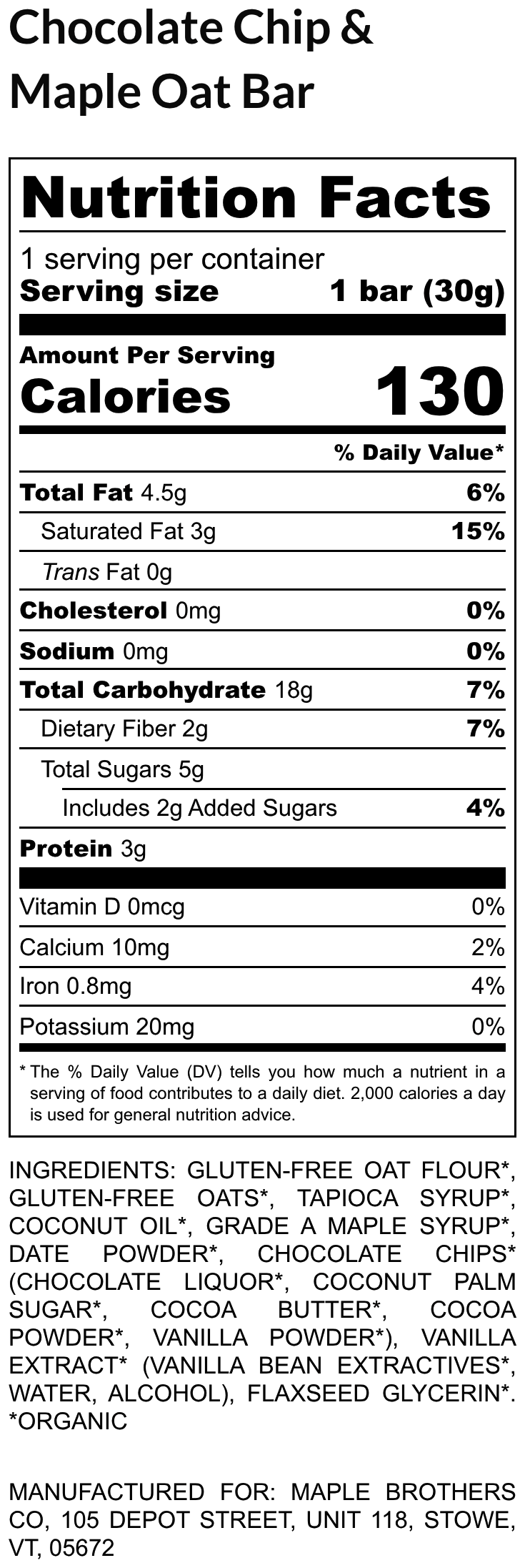 Chocolate Chip & Maple Oat Bars