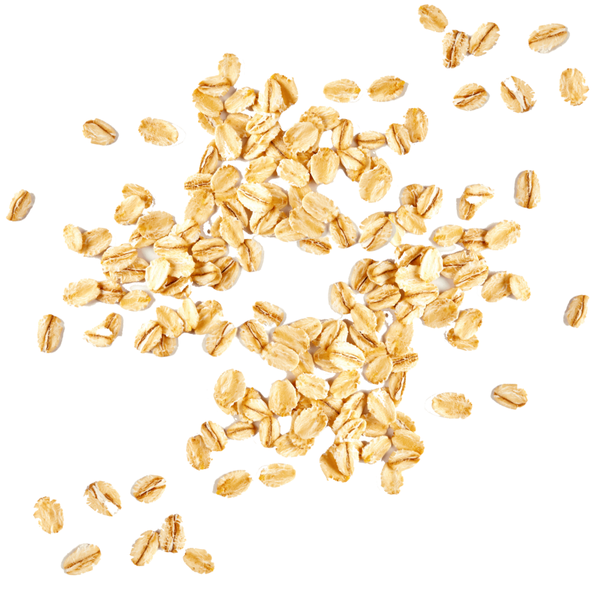 Scattered natural oat flakes symbolizing wholesome ingredients in vegan kids snacks from The Maple Brothers.