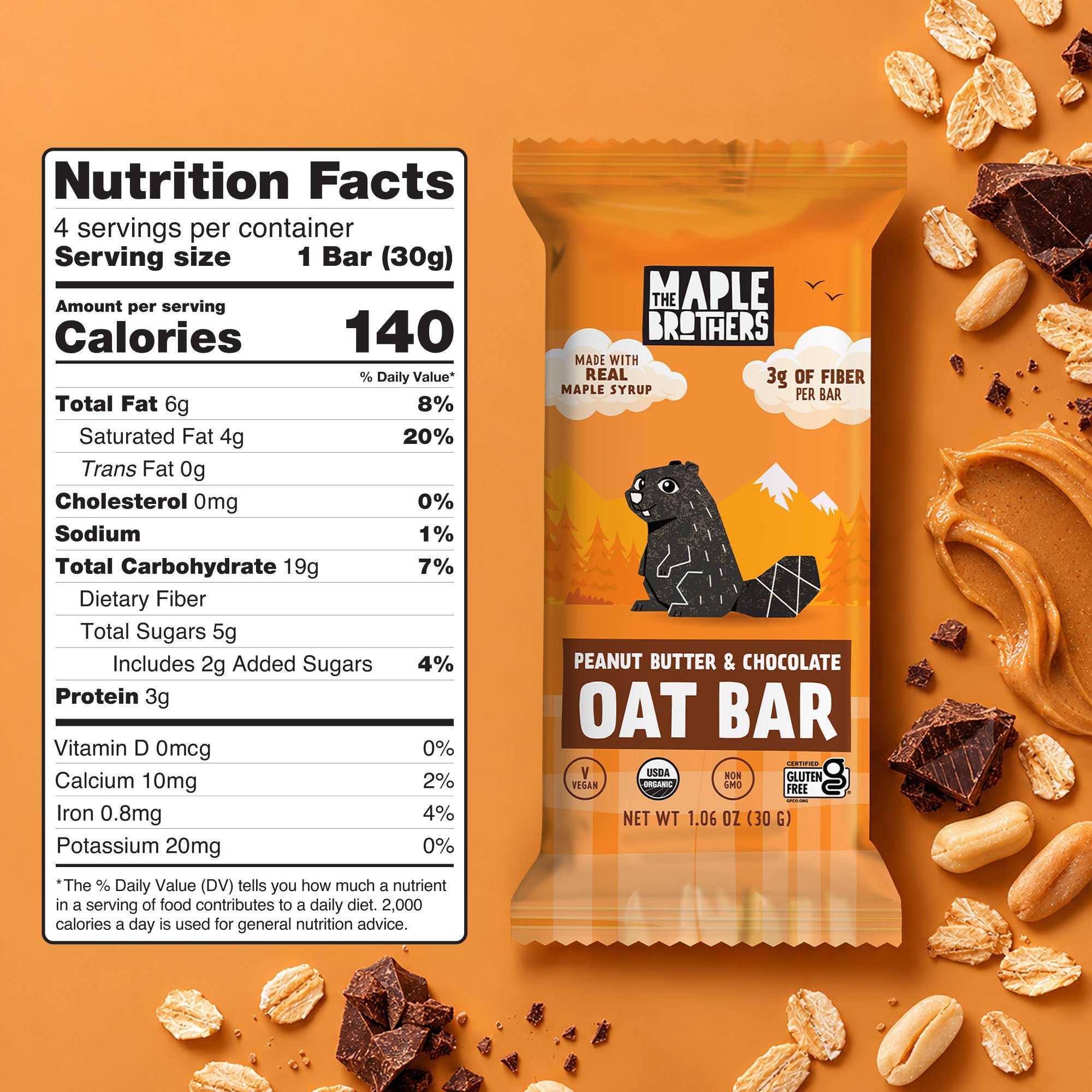 Peanut Butter, Chocolate & Maple Oat Bars | The Maple Brothers