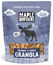 The Canopy Kitchen Box featuring maple-sweetened vegan kids snacks like natural coconut and maple granola for outdoor fun