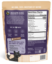 Back of Oat & Maple Pancake Mix package showing nutrition facts and maple-powered snacks to spark kids' love for nature