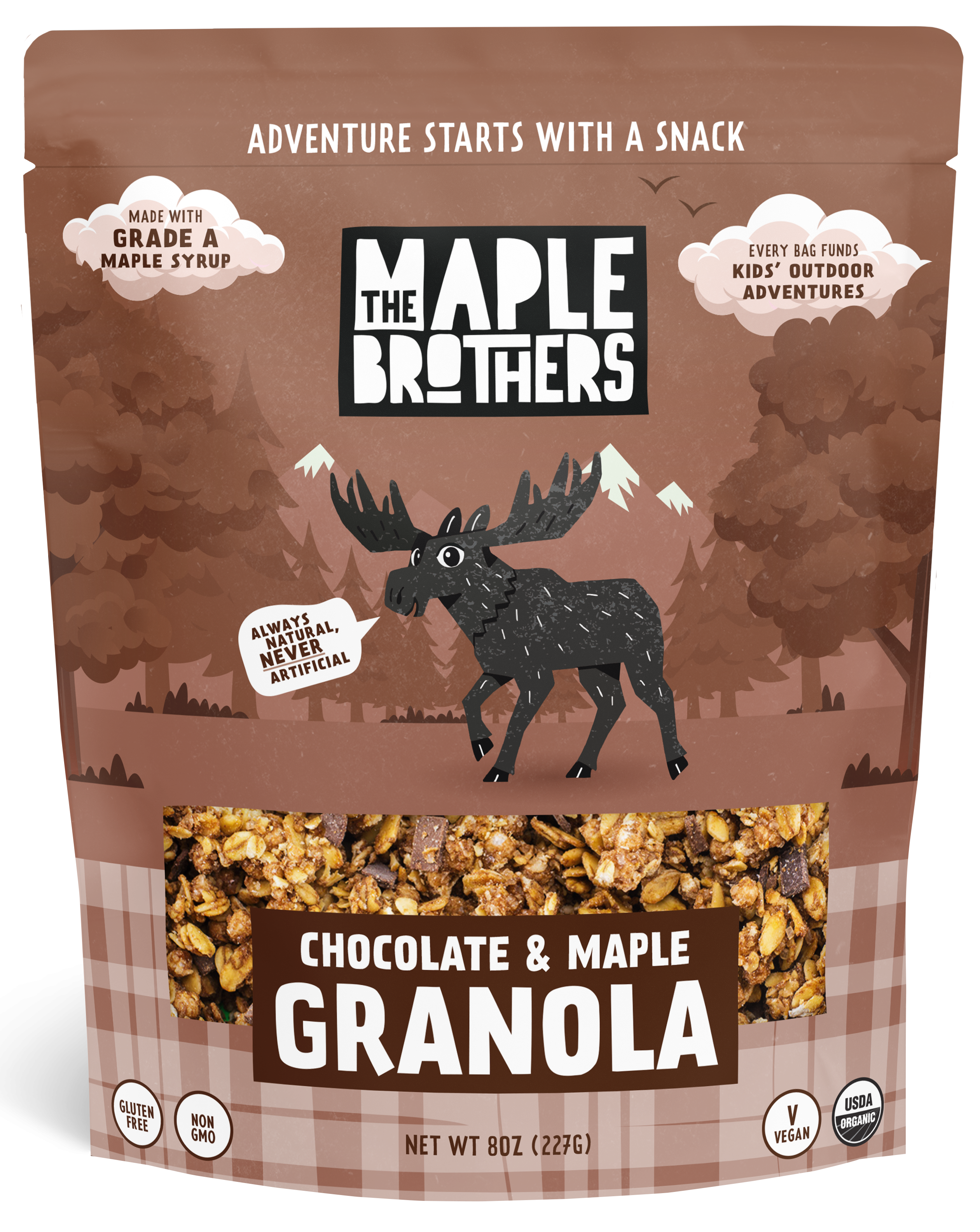Maple Brothers Chocolate & Maple Granola package on a white background