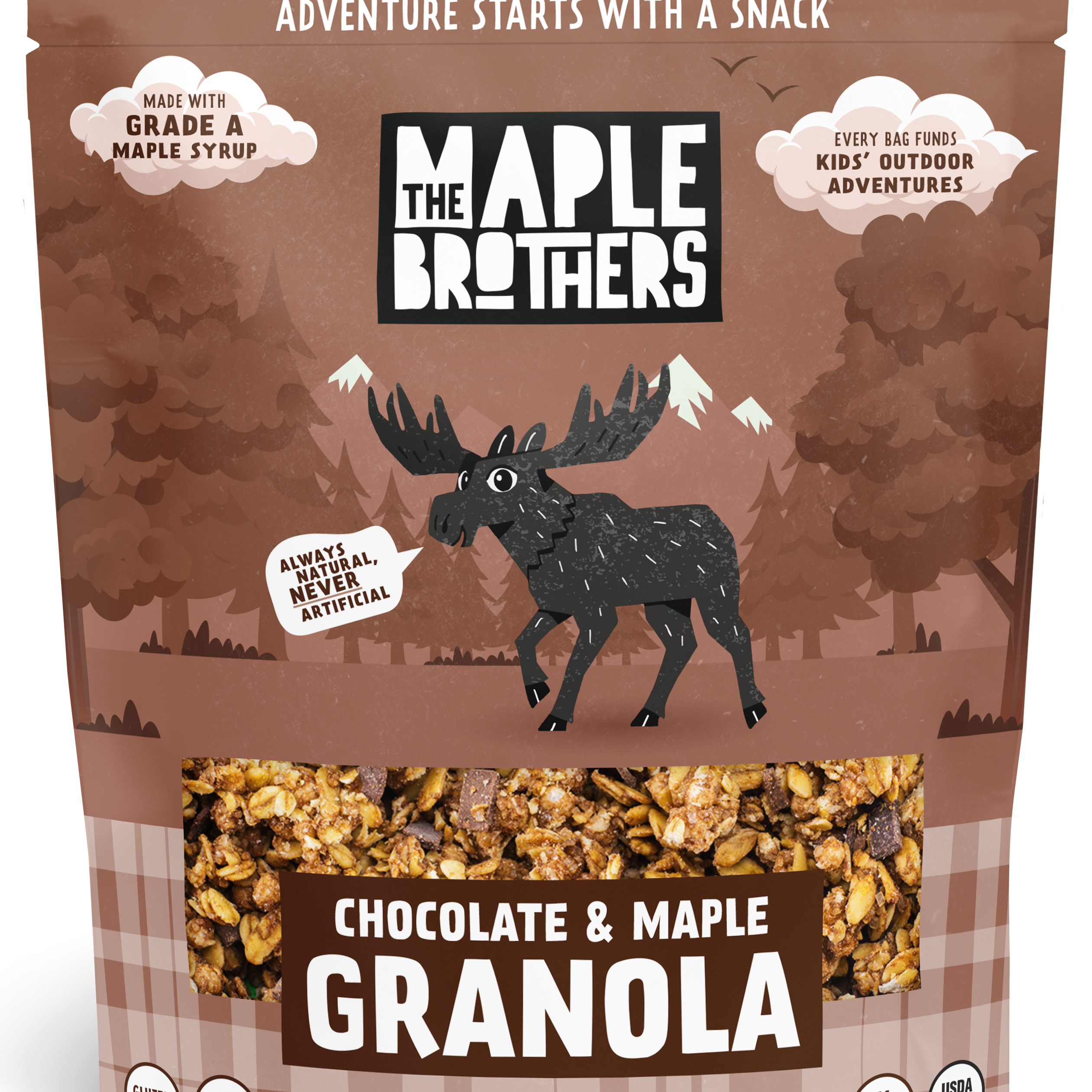 Maple Brothers Chocolate & Maple Granola package on a white background
