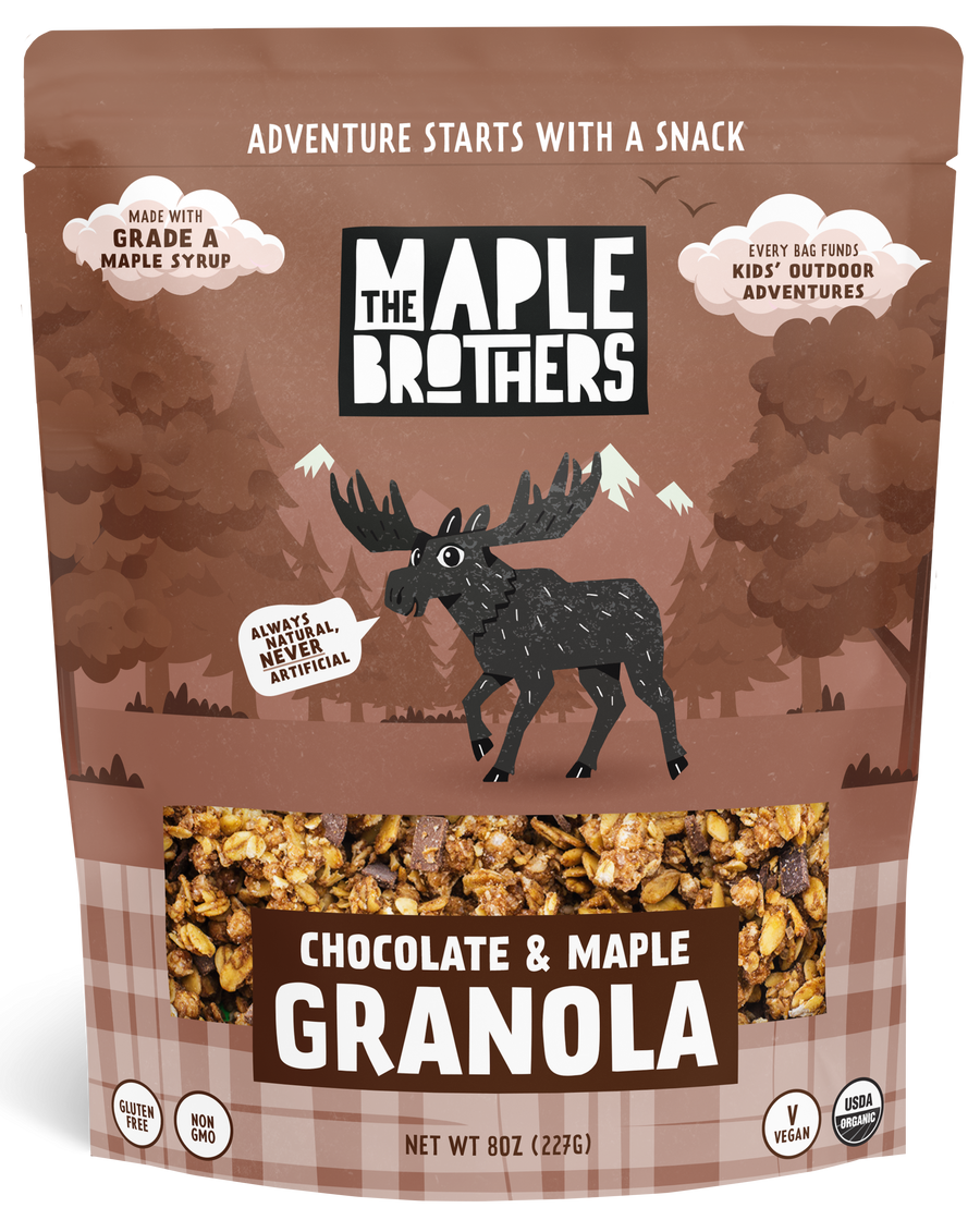 Maple Brothers Chocolate & Maple Granola package on a white background