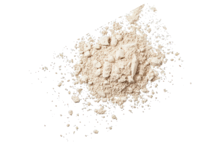 Light beige pancake mix powder scattered on white background representing natural ingredients for outdoor kids snacks