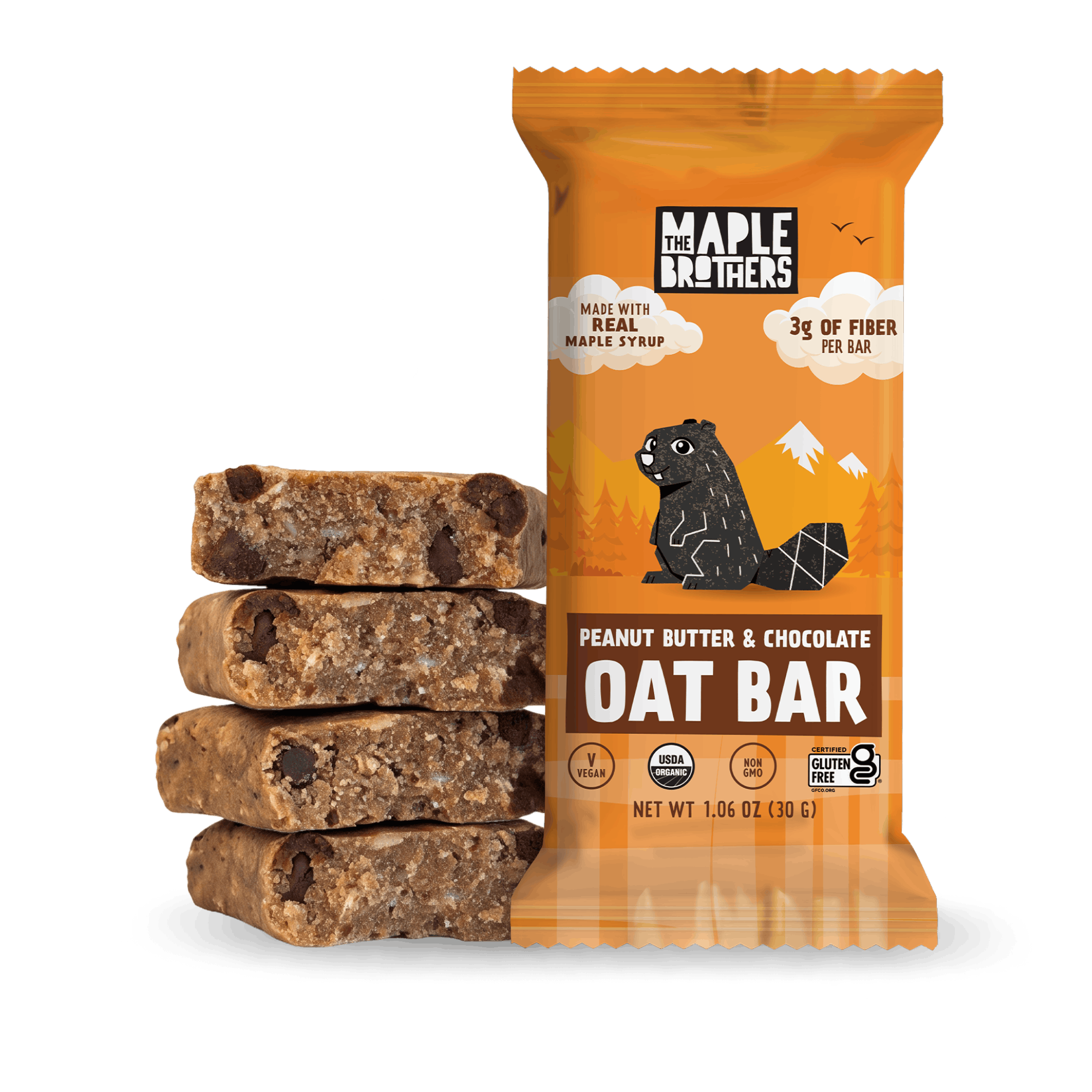 Peanut Butter, Chocolate & Maple Oat Bars